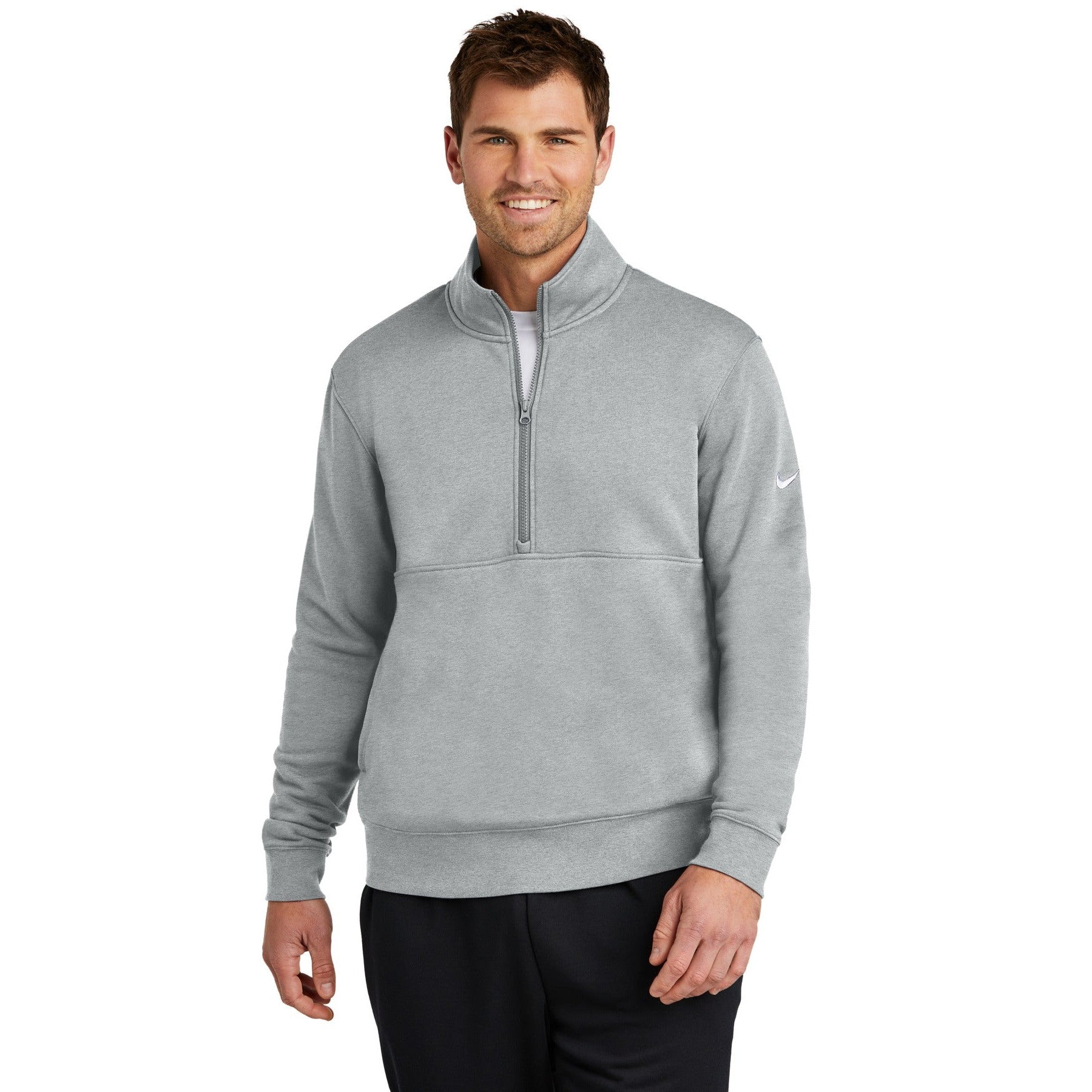 Nike-Nike Club Fleece Sleeve Swoosh 1/2-Zip NKDX6718-MedTech-3